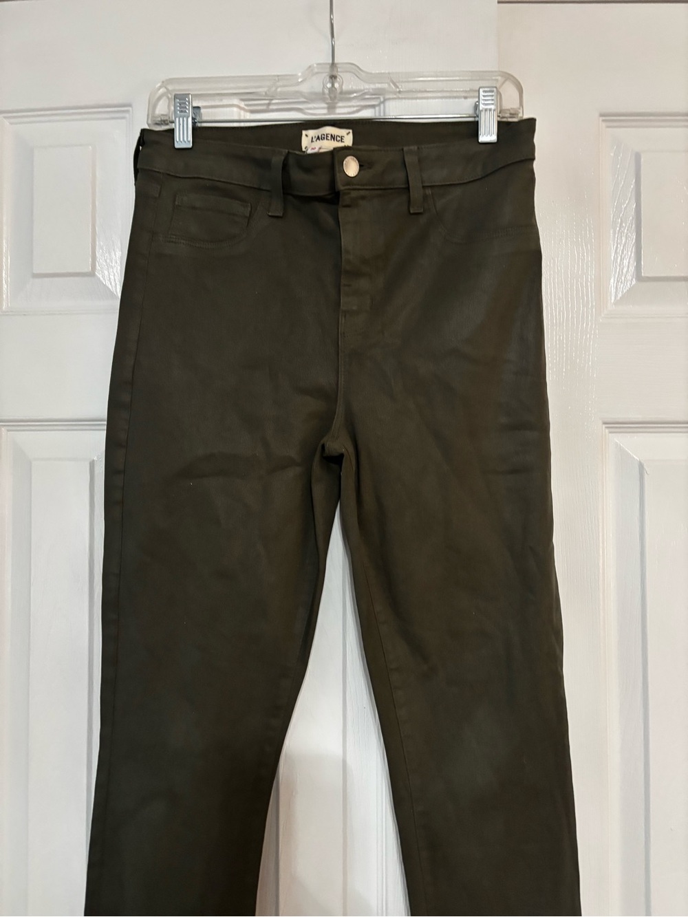 L’AGENCE coated Olive Green High-Rise Skinny Pants women’s size 30
